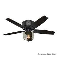 Hunter Bennett 52 In Led Low Profile Matte Black Indoor Ceiling Fan With Globe Light Kit And Handheld Remote Control 53393 The Home Depot
