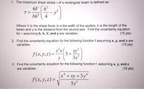 solved 1 the maximum shear stress t of