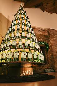 tree made of jameson whiskey bottles