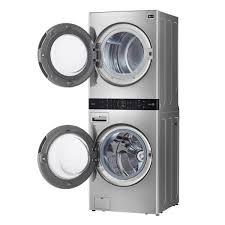 Home depot has select lg stackable smart washers & dryers on sale listed below. Lg Studio 27 In Noble Steel Washtower Laundry Center With 5 0 Cu Ft Washer 7 4 Cu Ft Gas Dryer Wsgx201hna The Home Depot