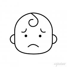 Sad Baby Face Emotion Line Icon Wall