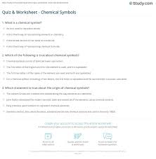 quiz worksheet chemical symbols