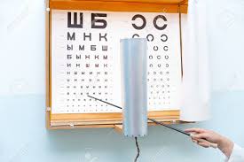 A Russian Eye Chart At An Oculist And A Hand With A Pointer