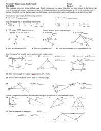 Tests and quizzes are another excellent place to study. Geometry Final Exam Review Study Guide Fall 2011 With Answer Key Editable