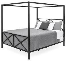 The novogratz marion canopy bed is stylish and classy. Queen Size Modern Industrial Style Canopy Bed Frame In Black Metal Finish Transitional Canopy Beds By Hilton Furnitures Bcpcnbec59528481 Houzz