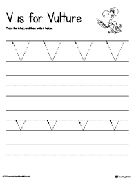 free tracing and writing the letter v