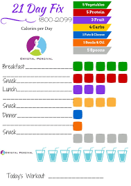 21 Day Fix Daily Tally Sheet 21 Day Fix Meal Plan 21 Day