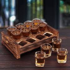 Shot Glass Holder Set With 12 Clear