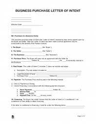 free business purchase letter of intent