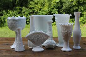 Milk Glass Vases Medium Vintique Al