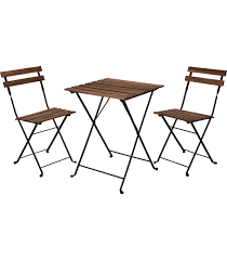 Wood Foldable Garden Set Table 2 Chairs