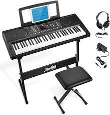 Amazon.com: Moukey 61 Key Keyboard Piano with Stand, Music Shelf, Bench,  Power Adapterand and Headphones, Suitable for Beginners or Professions,  Perfect Christmas/Birthday/Holiday Gifts, Large (MEK-200) : Musical  Instruments