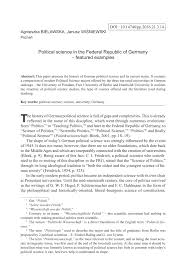 Ensure that all of the information found in the abstract also can be found in the body of the paper. Pdf Political Science In The Federal Republic Of Germany Featured Examples