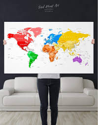 Push Pin World Map Canvas Wall Art