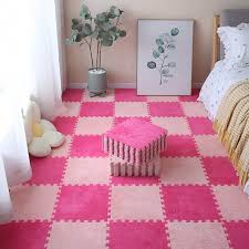 pink plush puzzle foam floor mat