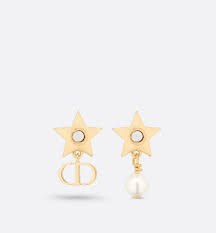 dior star earrings gold finish metal