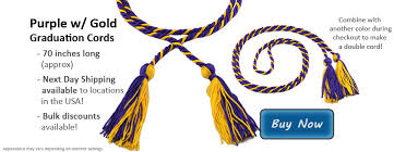 graduation cords in purple and gold