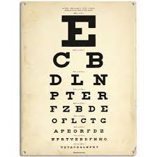 Vintage Tin Eye Chart Framed With Picture Light Above
