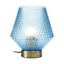 Nelson Blue Glass Shade Table Lamp With