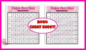 Printable Coupon Cheat Sheet