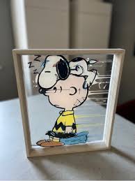 Opake Lwi Peanuts Snoopy Glass Art