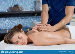 Side View of Smiling Female Client Receiving Massage in Spa Stock Image -  Image of hands, care: 132150737