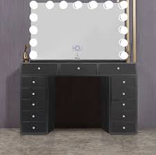 black vanity desk with mirror foter