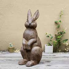 Glitzhome 22 75 In H Mgo Standing Rabbit Garden Statue