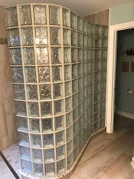 glass block shower wall installation