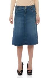 Esteez Womens Denim Skirt A Line Jean Below Knee Opaque Sydney Denim Fit