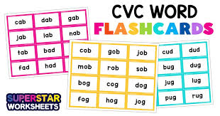 cvc flashcards superstar worksheets