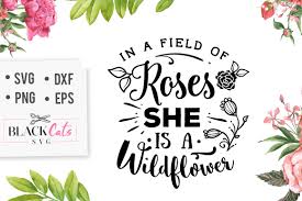 Grow along the highways and dirt roads, and be a sign of life amongst the concrete. In A Field Of Roses She Is A Wildflower Svg By Blackcatssvg Thehungryjpeg Com