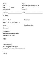 Chart Review Patient History Self Assessment Discharge Checklist