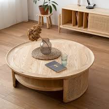 2 Tiered Modern Round Wood Coffee Table