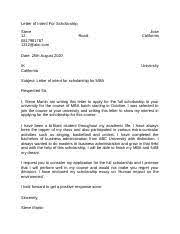 letter of intent for scholarship letter