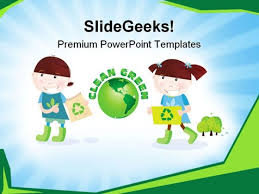 Children With Recycle Symbol Powerpoint Templates And