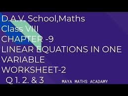 D A V Math Class Viii Ch 9 Linear