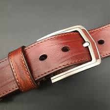 Handmade Cool Dark Red Brown Leather Mens Belt Light Red Brown Leather Ichainwallets