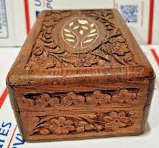 carved wood trinket box or jewelry box