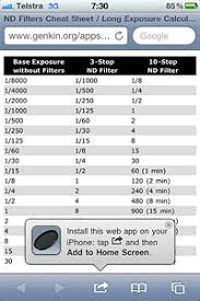 Nd Filters Long Exposure Quick Reference Charts And Cheat