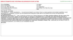 Cosmetics And Toiletries Salesperson Cover Letters