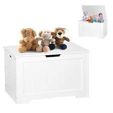 yofe white wooden lift top storage box