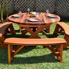 Round Wood Picnic Table With Wheels