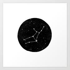 Virgo Star Sign Zodiac Star Chart Constellation Black And White Art Print By Monoo