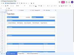 project execution plan template