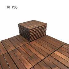 Wood Striped Interlocking Floor Tiles