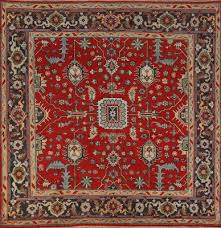 red wool oushak indian square rug 8x8