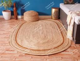 abstract beige oval jute rug with
