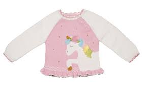 Petit Ami Zubels Girls Pink Unicorn Sweater