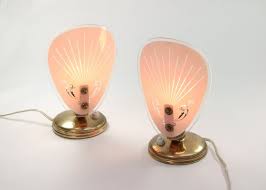 Pink Glass Table Lamps 1950s Set